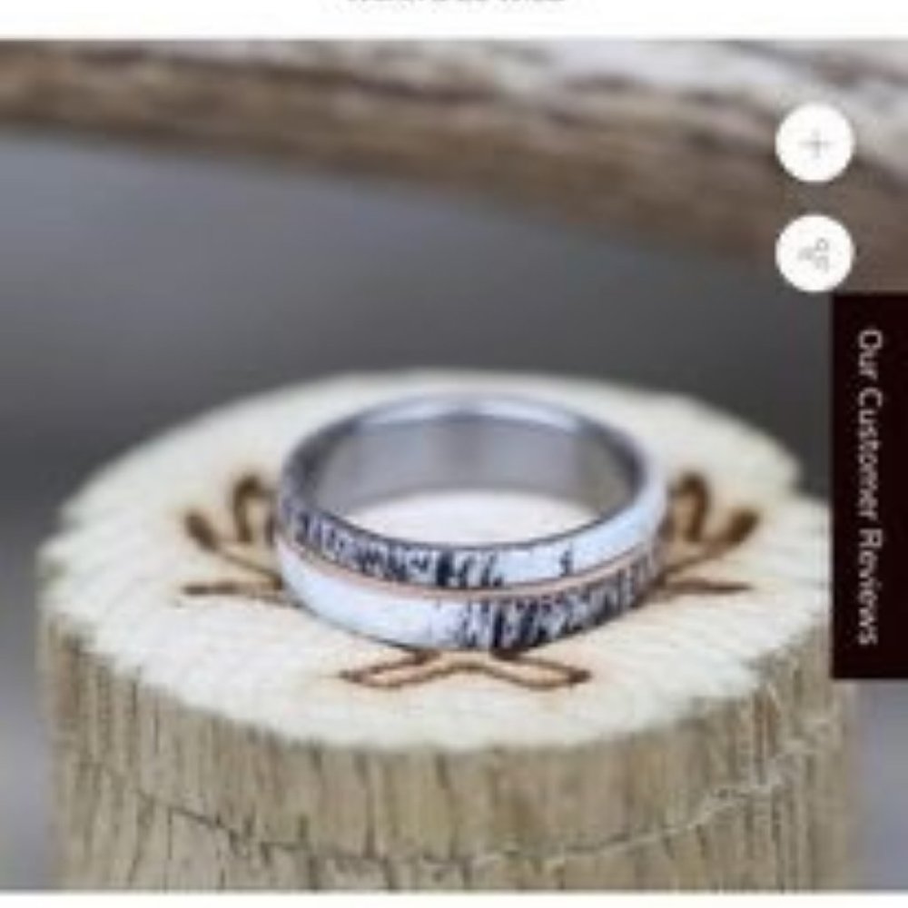 Elk Antler Mens Wedding Band. Size 9